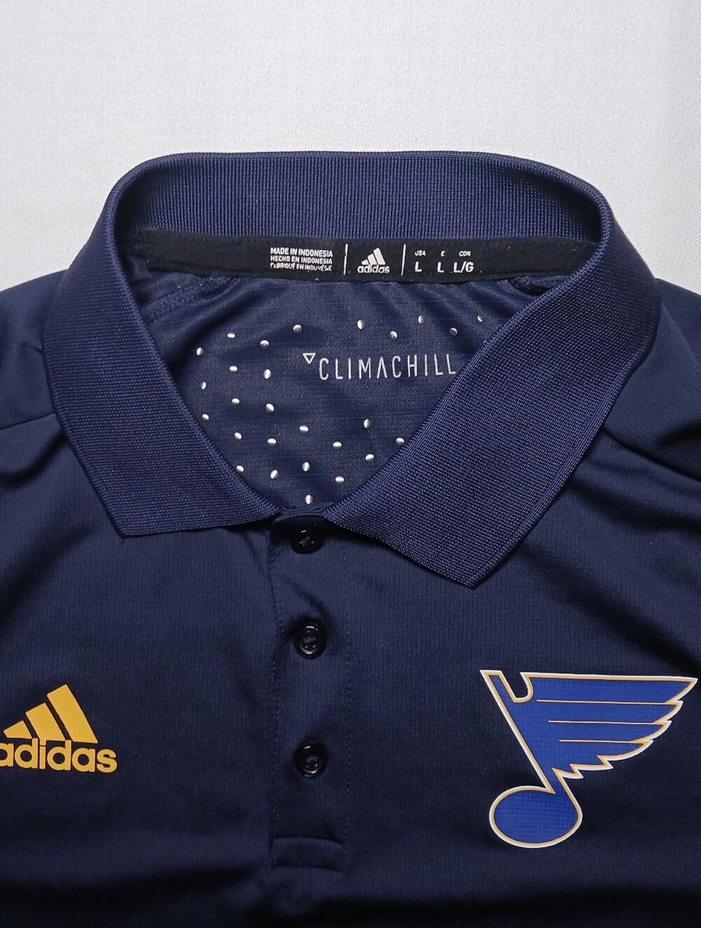 Adidas Climachill Mens St. Louis Blues Performance Polo Shirt Large Navy NHL
